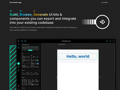 Formulator.app Landing Page builder colorful components creative dark gradient landing page ui website