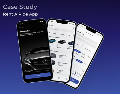 Rent-a-Ride App app car carrent checkout createaccount creditcard mobile onboarding paymentmethod rent ride search ui ux