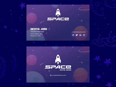 Business Card Template Design with Outer Space Scenery brand identity business card business card design business card mockup card mockup design graphic design stationary