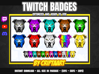 Dogs Twitch Sub badges, Pitbull Bit Badges for streamers, Cheers animal logo for twitch animals dog emotes dog sub badges pets stream pitbull bit badges stream subscribers twitch