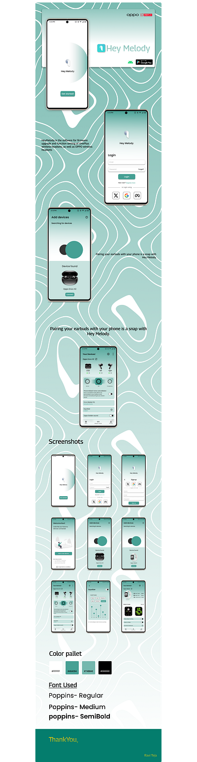 UI application design - Hey Melody App! android app branding ui ux