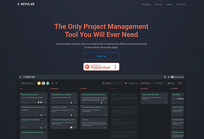 Kevvlar.com updated hero section animation clean hero landing landing page minimalistic project management saas web app website