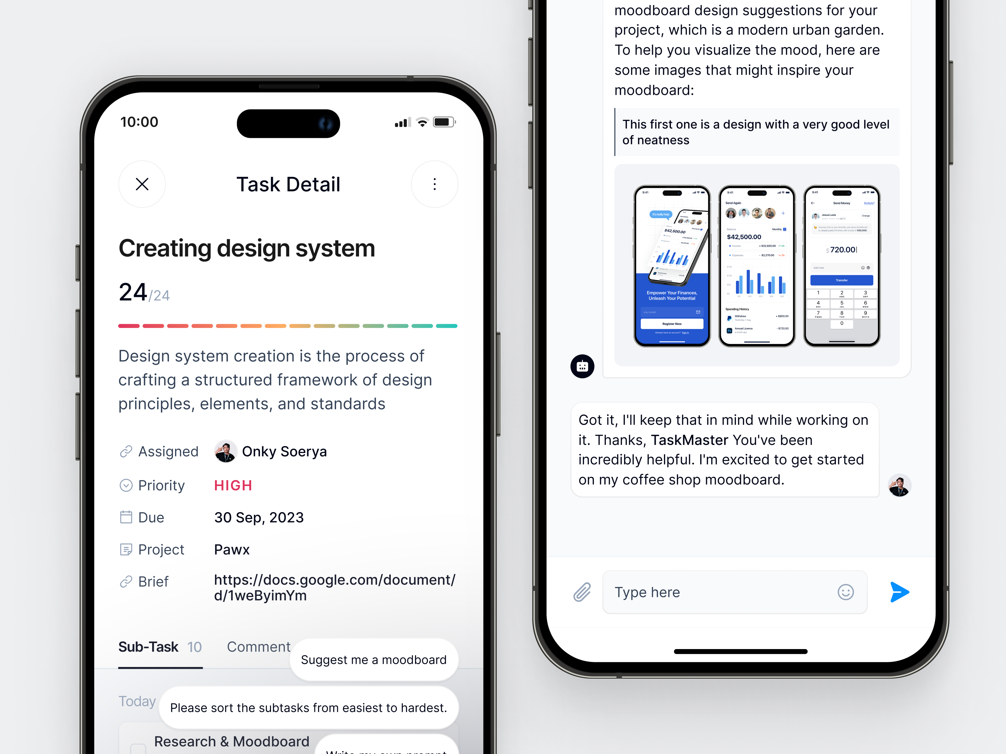 Task Management → App User card chat bot clean ios kanban card management mobile mobile app mobile with ai product mobile productivity project management project manager subtask task task management team to do list