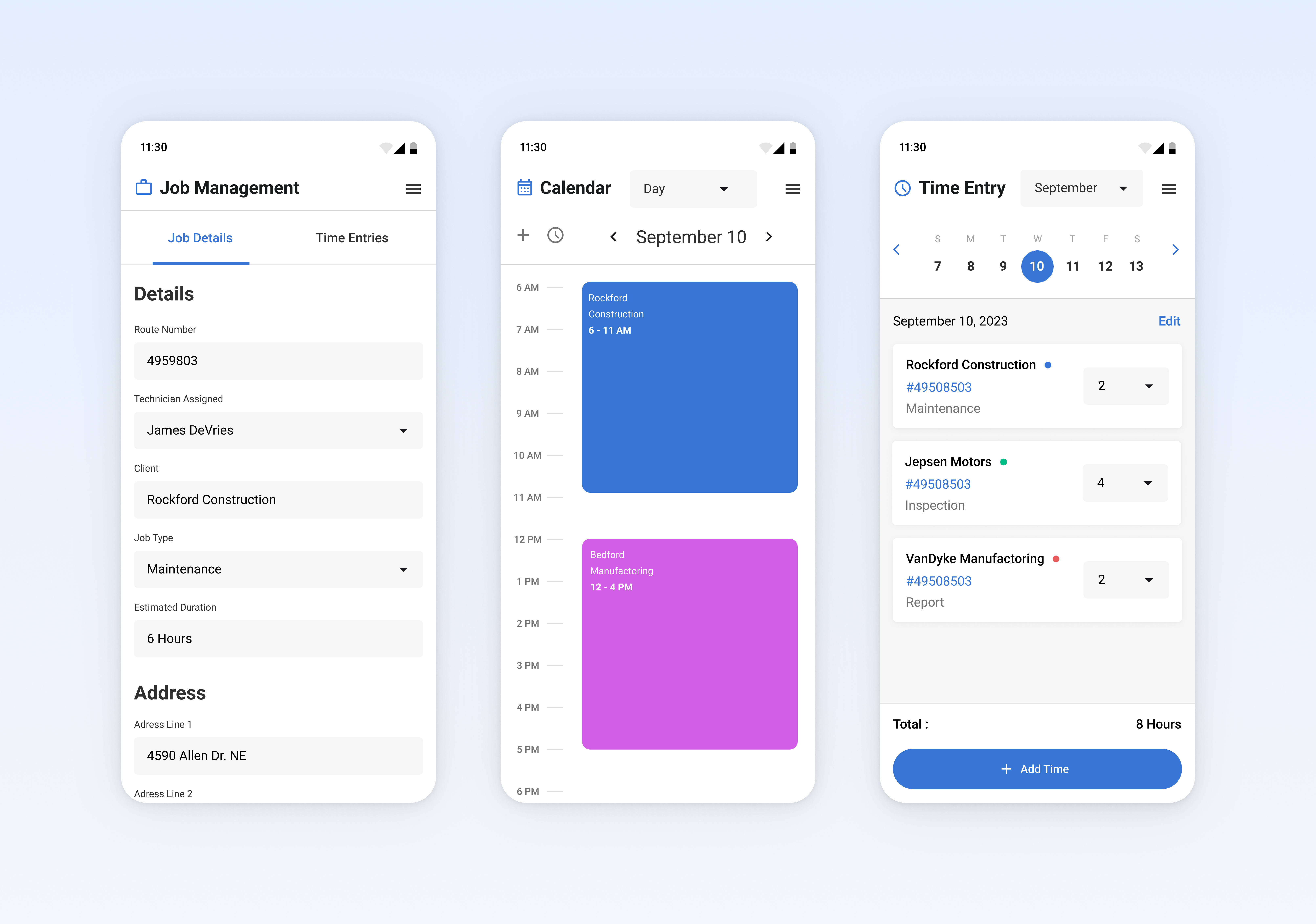 Motorized Equipment Maintenance - Mobile Screens design ui ux