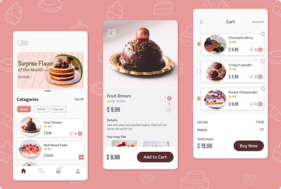 Pastries Cafe App branding ui ux