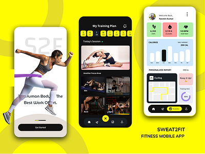 Sweat2fit - Fitness App 3d animation branding graphic design logo motion graphics ui