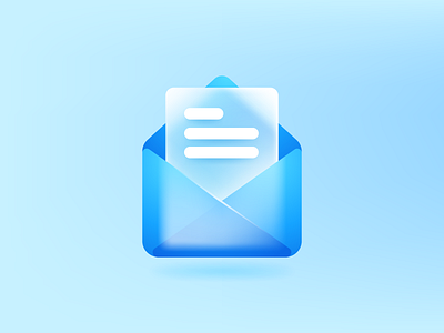 An envelope in glassmorphism design envelope glass glassmorphism icon illustration logo mark paper ui