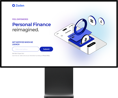 Fintech pre-launch lead capture landing page design fintech header design landing page minimal ui neo bank prelaunch ui design