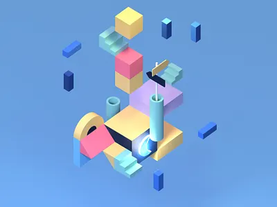 3D Road of Life 3d 3d art abstract graphic design illustration minimal road simple stairs