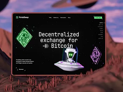 PortalSwap — Ui Design for Crypto Exchange 3d 3d design animation bitcoin crypto crypto design crypto exchange cryptocurrency exchange interaction motion graphics polygon portal space space design ufo ui ui design web web design