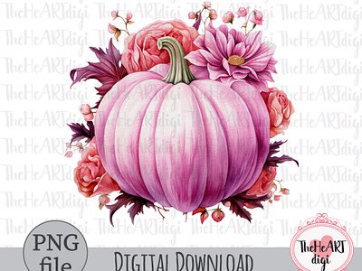 Floral Pumpkin Sublimation PNG, Purple Flowers Pumpkin PNG autumn breast cancer cancer awareness fall floral pumpkin floral sublimation flower pumpkin flowers graphic design illustration pumpkin purple purple pumpkin sublimation sublimation png t shirt design watercolor watercolor flowers watercolor pumpkin watercolor sublimation