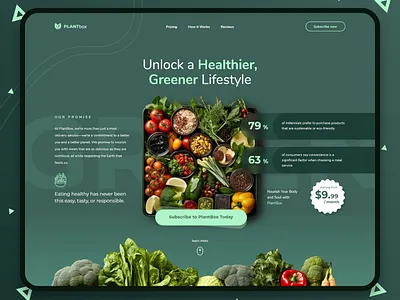 PlantBox - Vegetarian Subscription Service branding clean food graphic design minimal modern subscription box ui ux vegetarion website website design