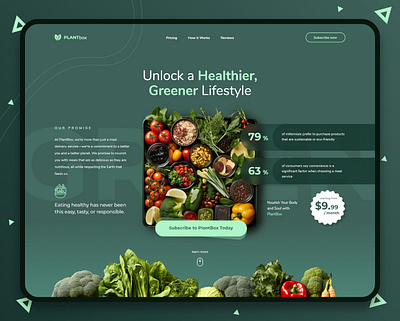 PlantBox - Vegetarian Subscription Service branding clean food graphic design minimal modern subscription box ui ux vegetarion website website design