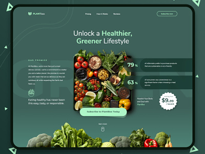 PlantBox - Vegetarian Subscription Service branding clean food graphic design minimal modern subscription box ui ux vegetarion website website design