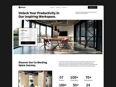 Co-Working Space Landing Page app co working design figma hero section landing page ui ui design uiux uiux design web web design web page website website design working