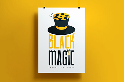 Black magic logo art black black magic branding cinema concept design film flat graphic design illustration logo logo design poster typography vector yellow