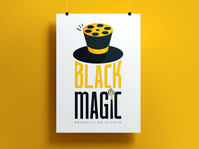 Black magic logo art black black magic branding cinema concept design film flat graphic design illustration logo logo design poster typography vector yellow