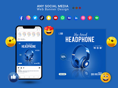 Headphone Social Media Post Template social