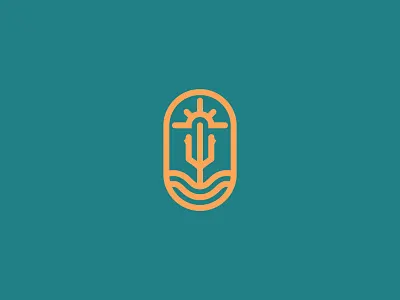 Sunny Sea Trident Logo brand branding design graphic design icon illustration linear logo marine mark neptune ocean poseidon sea sun trident vector