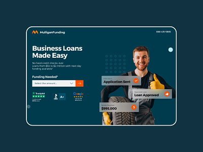 MulliganFunding - Landing page concept business lending business loan campaign funding graphic design landing page landing pages loan motion graphics mulligan funding ppc campaign small business ui uiux