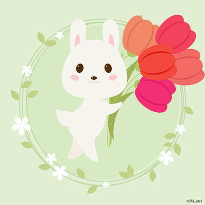 Cute Spring Rabbit 100daysofchallenge design digitalart illustration