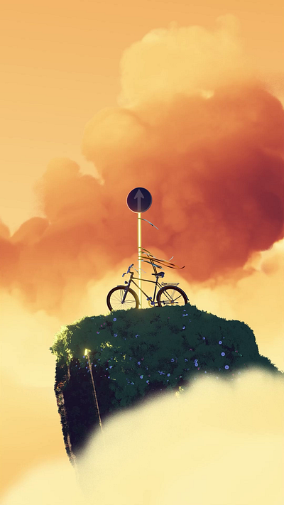 Bike among Clouds 2d animation 3d animation anime blender motion graphics toon