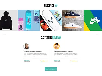 Ecommerce Website - IG Feed + Reviews adobe photoshop branding dribbble dribbbleweeklywarmup ecommerce graphic design instagramfeed modern design reviews skateboard website testimonial ui uidesign website design