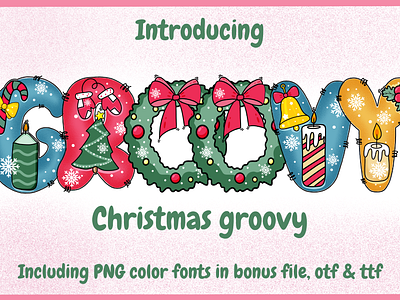 Christmas groovy a z and number ai branding christmas fonts christmas groovy colorful cute design fonts graphic design