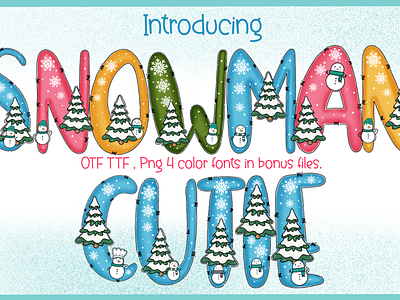 Snowman cutie a z and number branding christmas color fonts colorful cute design fonts graphic design illustration logo snowman cutie