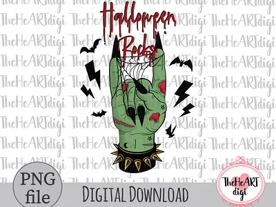 Halloween Rocks Sublimation PNG, Rock Zombie Witch Hand PNG bats creepy graphic design halloween halloween girl halloween rocks hand illustration love halloween quotes spooky sublimation sublimation png t shirt design witch witches zombie zombie hand
