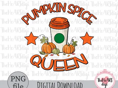Pumpkin Spice Queen Sublimation PNG Design autumn autumn drink coffee coffee cup coffee shake fall graphic design hand drawn illustration latte pumpkin pumpkin spice pumpkins queen sublimation sublimation png t shirt design vector