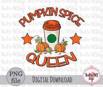 Pumpkin Spice Queen Sublimation PNG Design autumn autumn drink coffee coffee cup coffee shake fall graphic design hand drawn illustration latte pumpkin pumpkin spice pumpkins queen sublimation sublimation png t shirt design vector