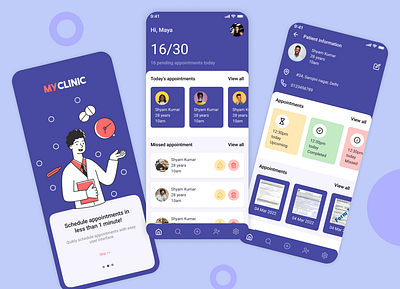 Myclinic mobile app design app branding design typography ui ux