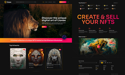 Lionee - NFT Collection Landing Page Website cscollection app design fintech home page landing page mobile nft nft nft app nft card nft collectio nft money ui ux web web design website website design