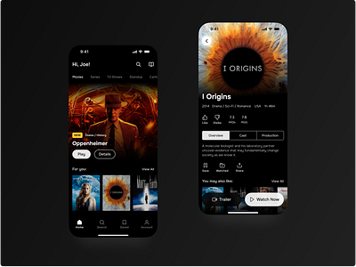 Mobile App UI Design: Streaming App dark theme mobile app movie app streaming app ui ui design