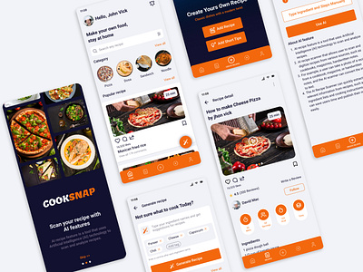 Cooksnap mobile app design app branding design typography ui ux