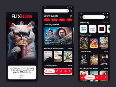 Flixnow mobile app design app branding design ui ux