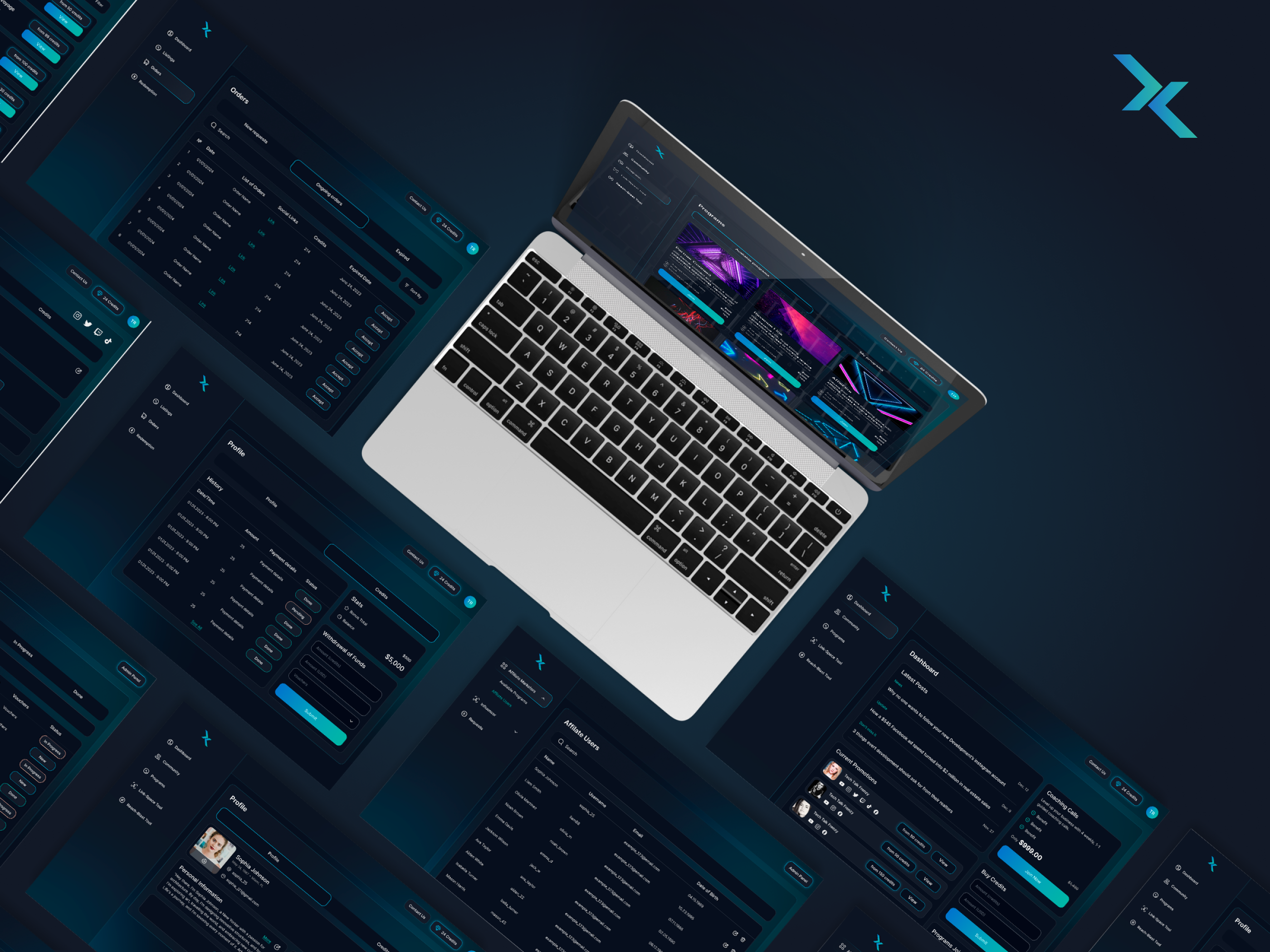 Dashboard, Community, Programs, User Account, Website, Contact app blue dashboard design login programs sign up page ui user account ux uxui website