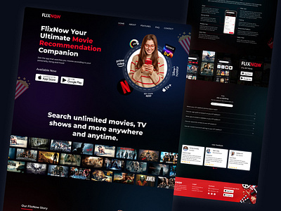 Flixnow mobile app download Website version app branding design typography ui ux