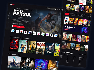 Flixnow Website version design app branding design ui ux