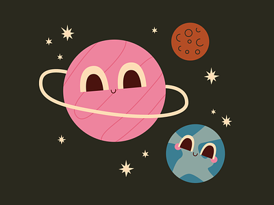 Cute Planets character art cute galaxy illustration illustrator nasa planets space stars vector art