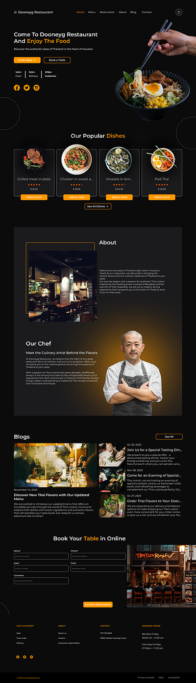 Thai Restaurant app design landing ui ux website