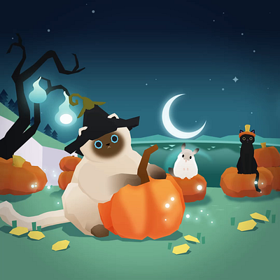 Forest Island - Halloween promotion video 2d animation 2d motion after effects animal animal animation animation cat character character animation character motion game game promotion halloween halloween animation motion graphics