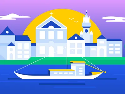 Things to do in Porto boat buildings figma illustration illustration magical night illustration porto portugal scenery