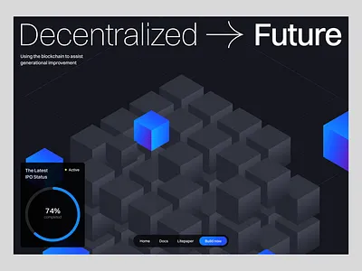 Decentralized Future Hero Web Design blockchain crypto cube design hero landing page meris imamovic ui ui design ux ui web design web3