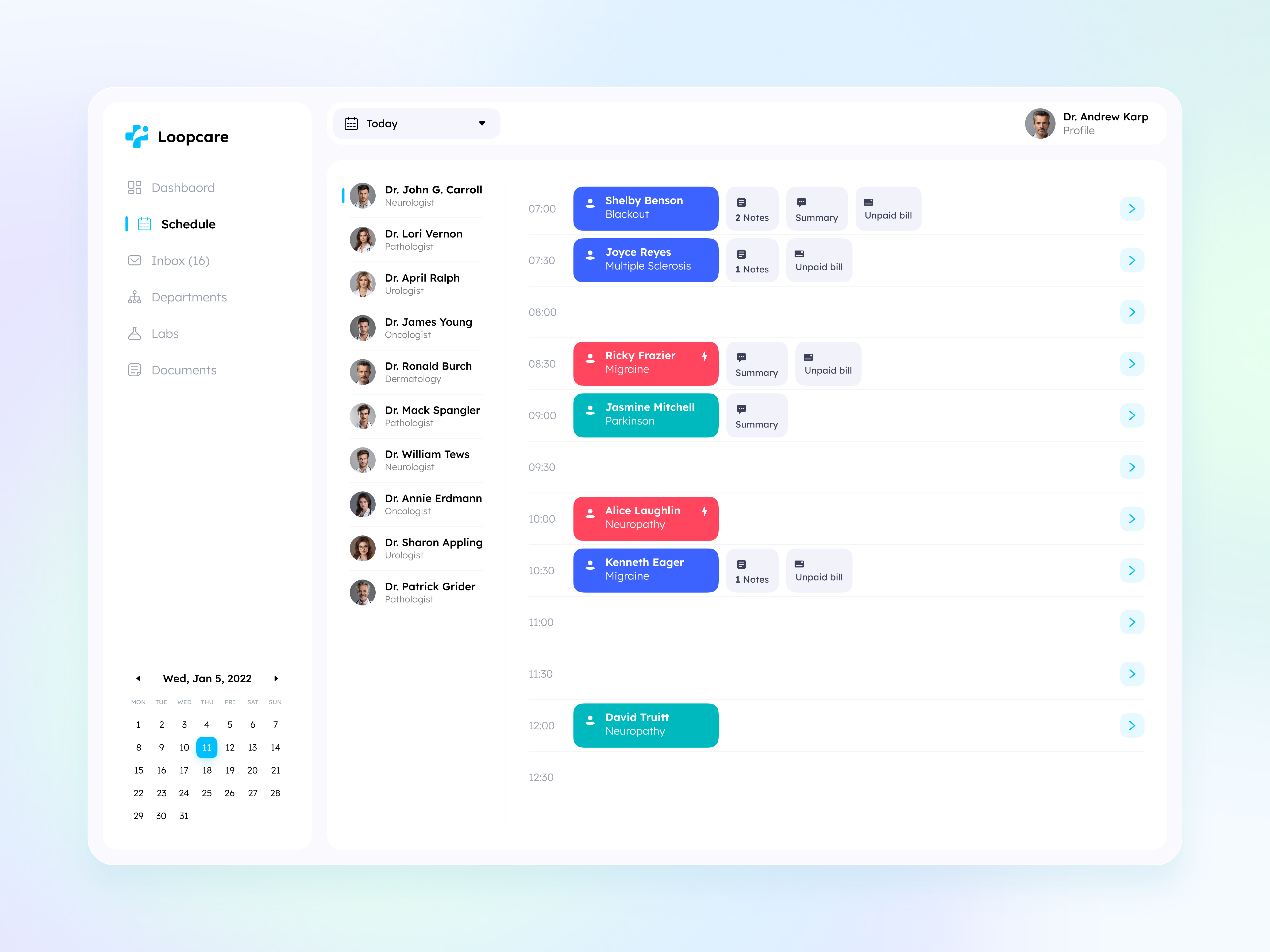 Loopcare | Healthcare Appointment Management Dashboard care dashboardui doctor emr emr platform health health platform healthcare healthtech lab medical medical platform medicaldashboard patient schedule ui uidesign uiux ux uxdesign