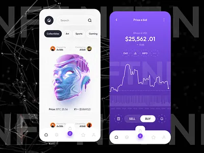 NFT Mobile App app app design app ui crypto crypto art crypto currency crypto wallet mobile app design nft nft app ui ux