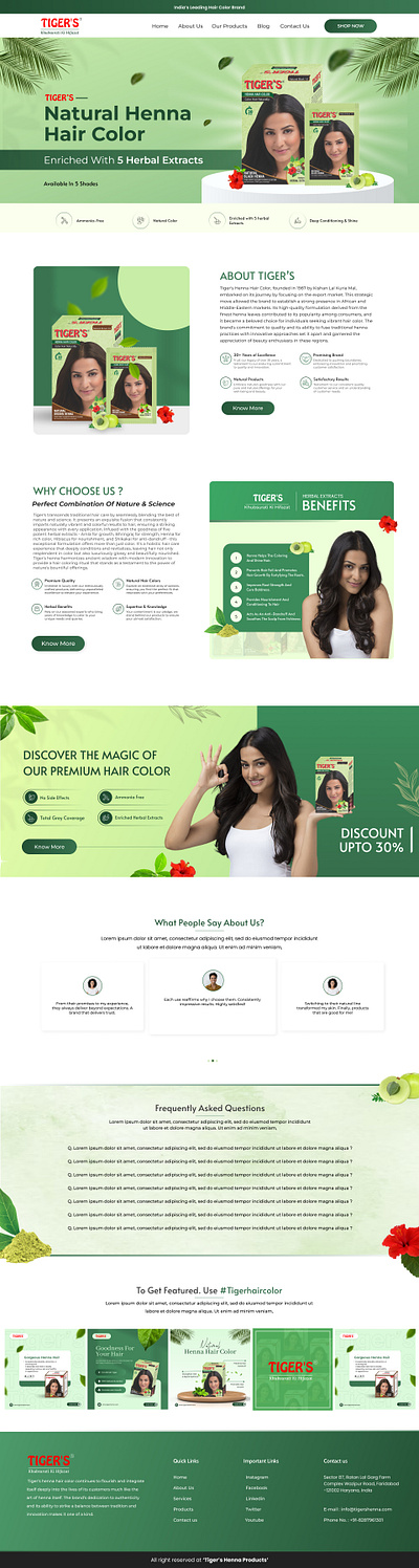 Website Design for Henna Product landing pages uiux henna product