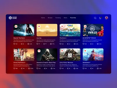 #DailyUI day 044 blue challenge dailyui favorites fun game red ui video game