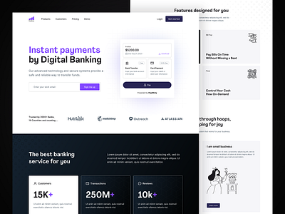 PayMinty - Fintech Landing Page bank services banking credit card debit card discount card finance financial website fintech fintech landing page fintech website design homepage illustration landing page modern banking money management payments product purchase startup ui
